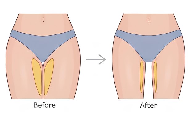 Before and after thigh lift